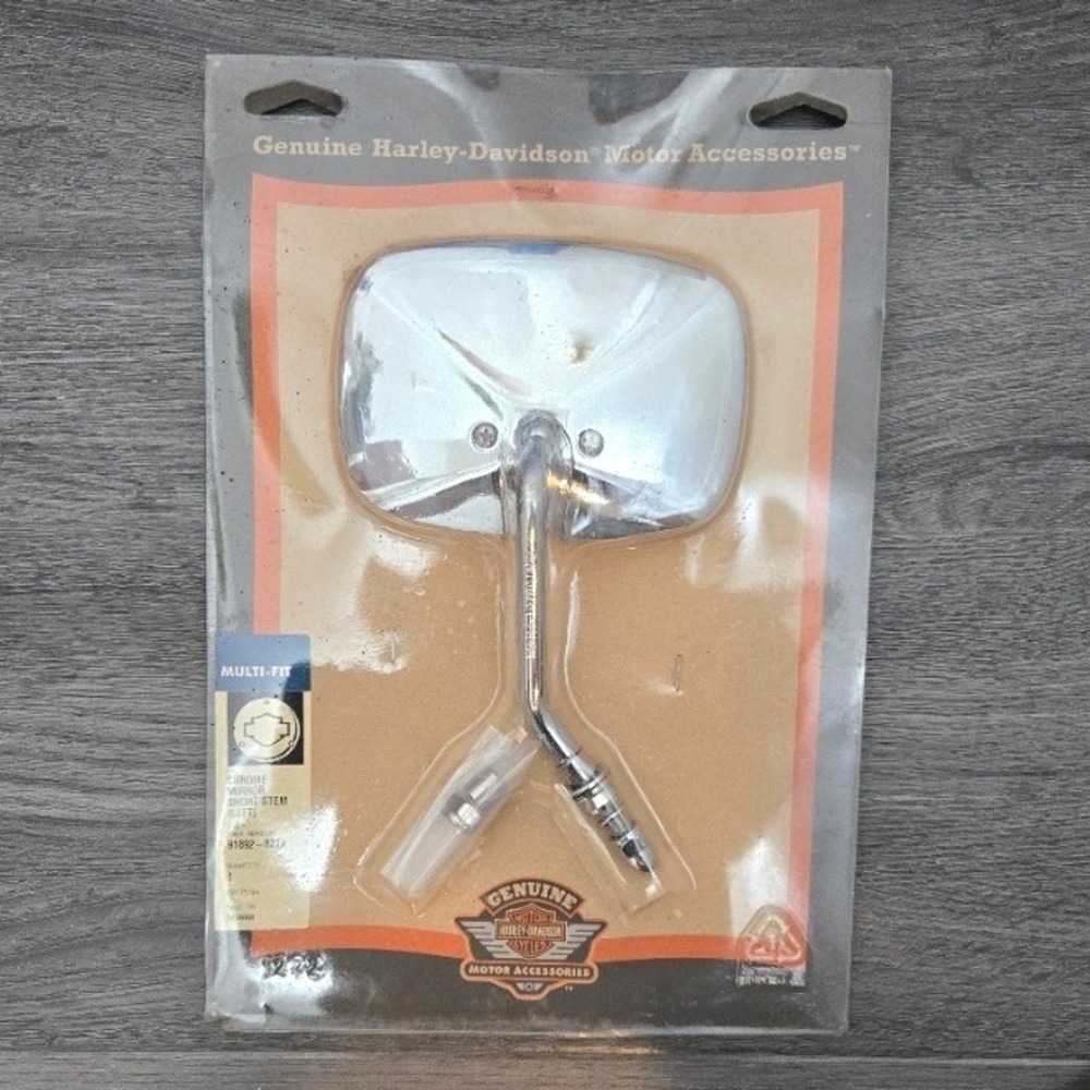 NOS Harley-Davidson Chrome Left Short Stem Rectangular Mirror 91892-82B MultiFit